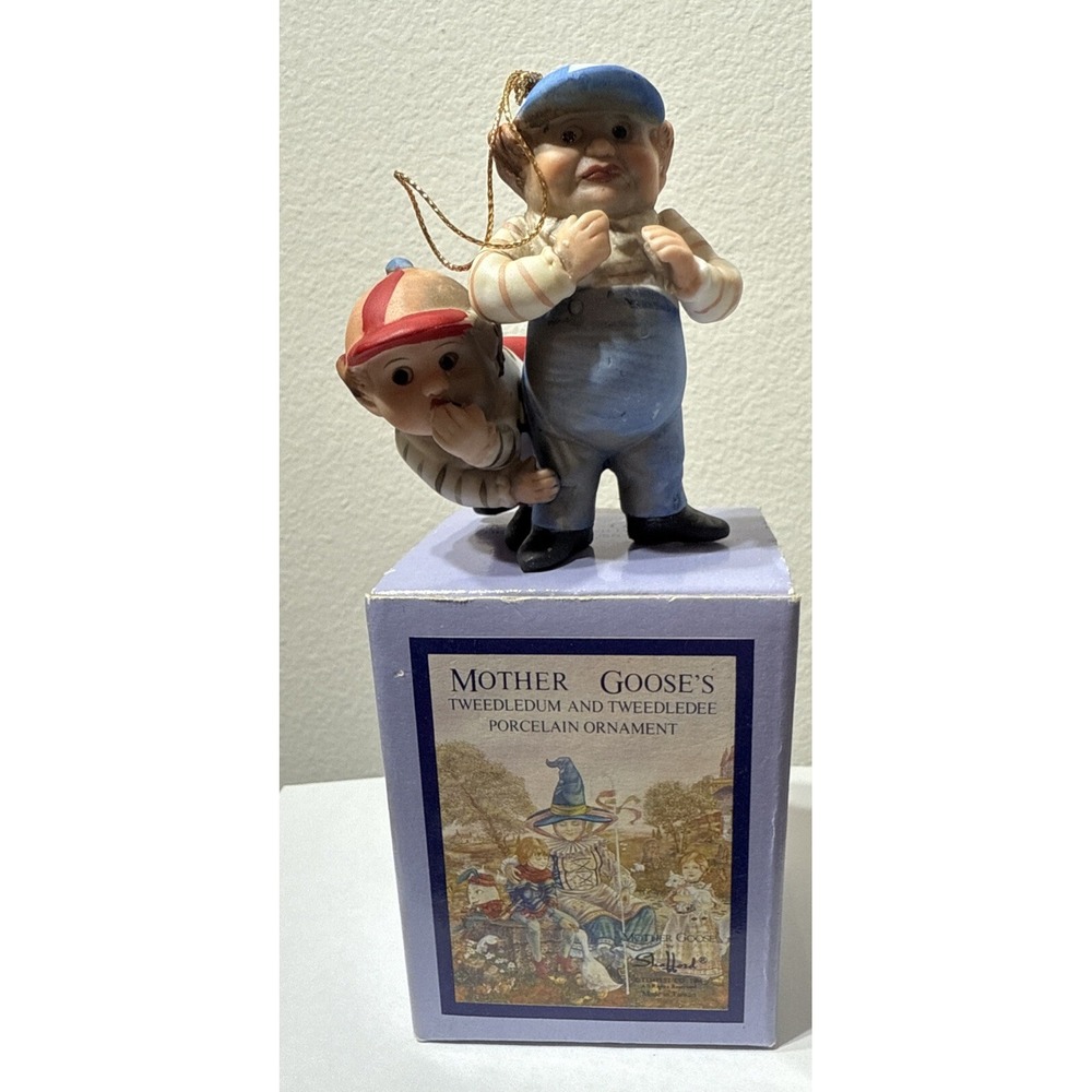 1986 Shafford Tempest Co. Mother Goose Tweedledum Tweedledee Porcelain‎ Ornament